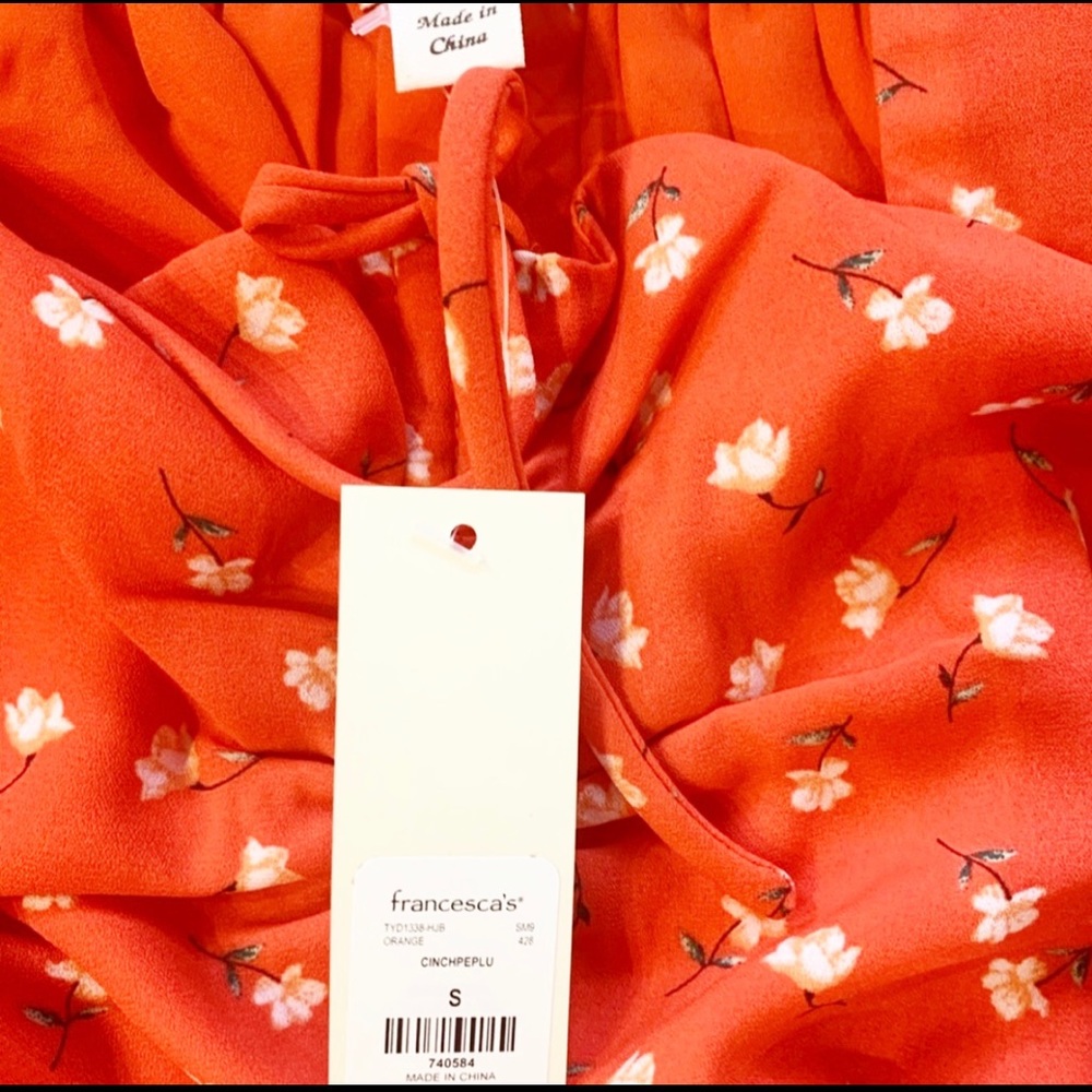 Francesca’s Coral Peplum Blouse - Picture 6 of 8